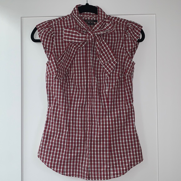 Club Monaco Plaid Cap Sleeve Shirt - Picture 1 of 7